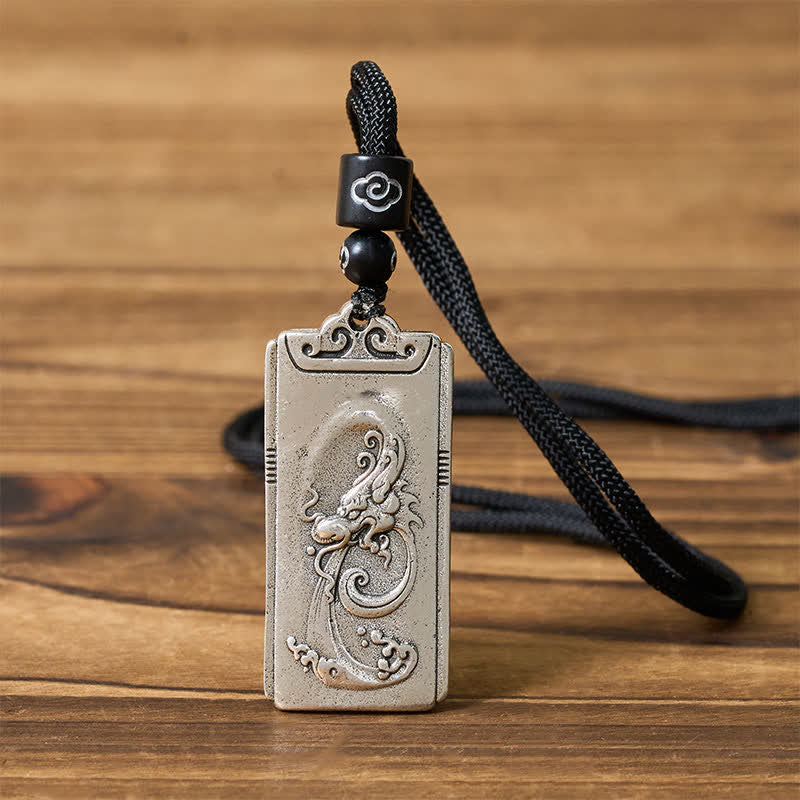 Buddha Stones Collana con ciondolo a forma di corda di drago placcata in rame e argento. - image 4