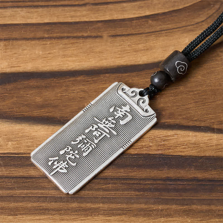 Buddha Stones Collana con ciondolo Namo Amitabha Rope portafortuna placcata in rame e argento. - Namo Amitabha - image 0