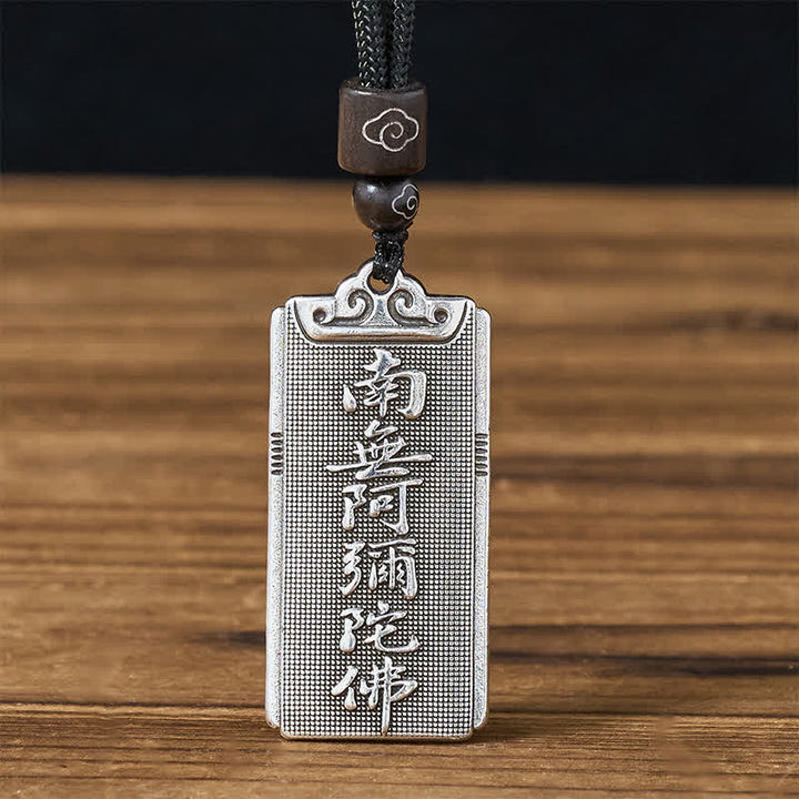 Buddha Stones Collana con ciondolo Namo Amitabha Rope portafortuna placcata in rame e argento. - image 4