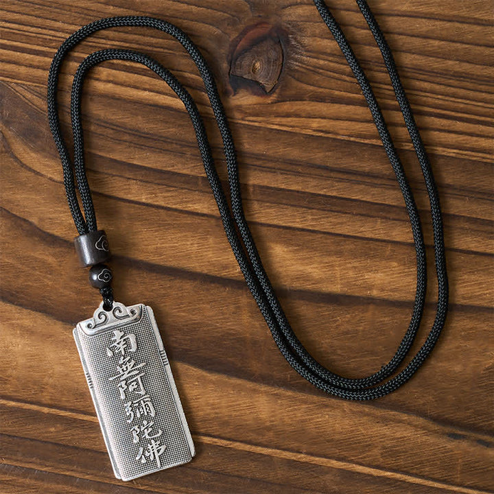 Buddha Stones Collana con ciondolo Namo Amitabha Rope portafortuna placcata in rame e argento. - image 1