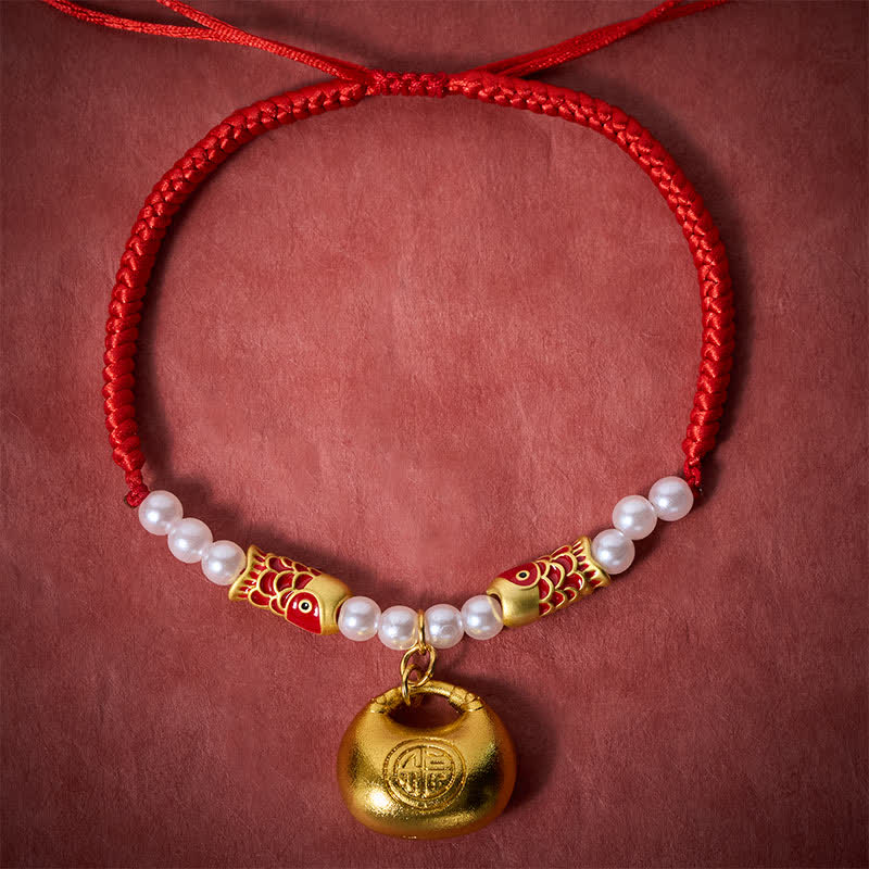 Buddha Stones Collare regolabile per cani e gatti con cordino rosso intrecciato a forma di pesce koi e simbolo della fortuna. - image 1