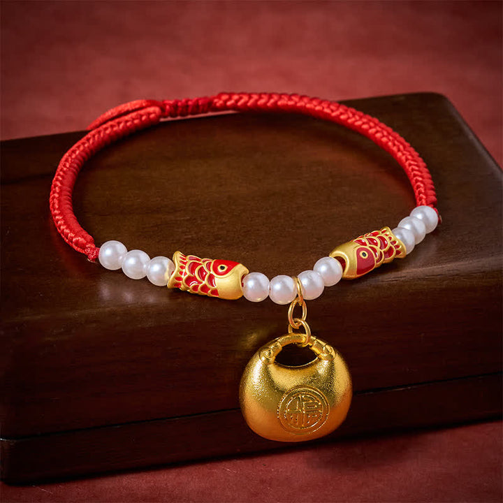 Buddha Stones Collare regolabile per cani e gatti con cordino rosso intrecciato a forma di pesce koi e simbolo della fortuna. - image 3