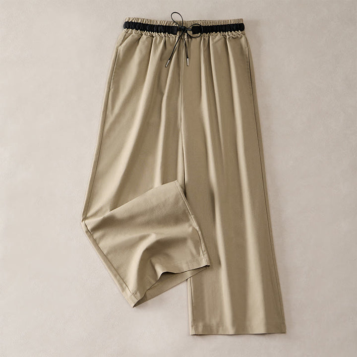 Buddha Stones Pantaloni da donna a gamba larga, corti, in cotone, con coulisse e tasche, ideali per il tragitto casa-lavoro. - image 5