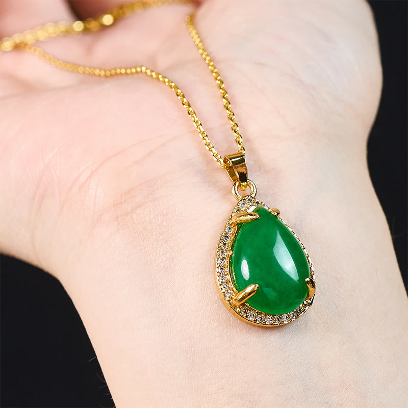 Buddha Stones Collana con ciondolo a goccia in rame e agata verde in argento sterling 925, stile retrò, portafortuna e ricchezza. - image 6