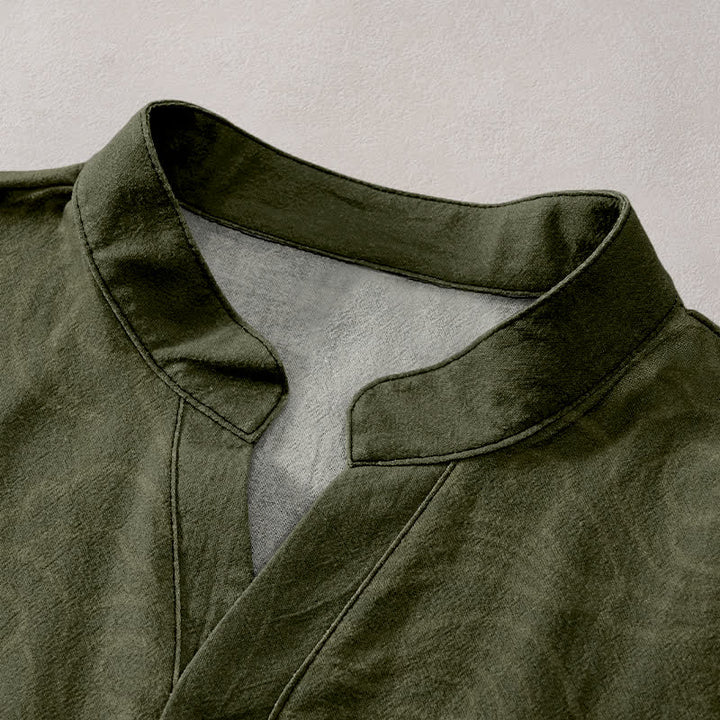 Buddha Stones Camicia da uomo a maniche corte con mezza abbottonatura, in cotone, con motivo a loto acquerellato. - image 2