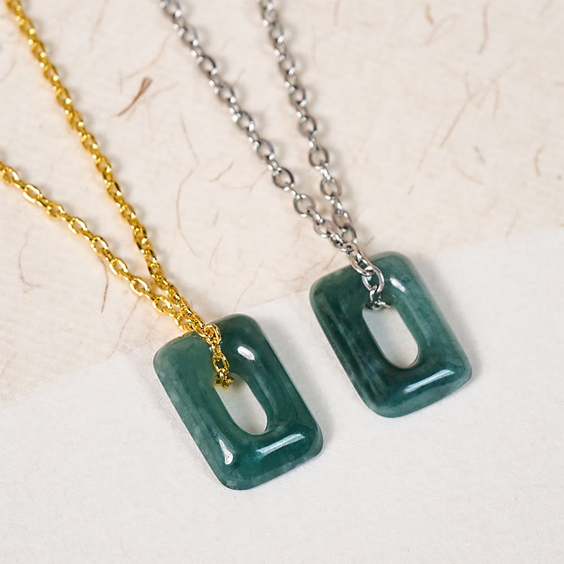 Buddha Stones Collana con ciondolo a forma di mini quadrato in giada verde, simbolo di abbondanza. - image 11