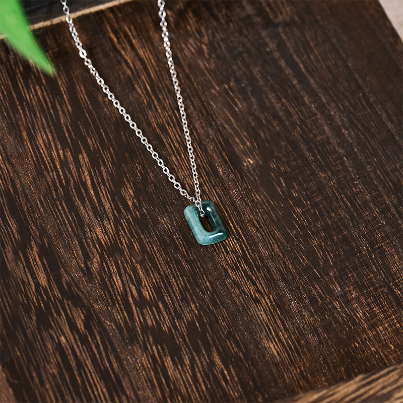 Buddha Stones Collana con ciondolo a forma di mini quadrato in giada verde, simbolo di abbondanza. - image 8