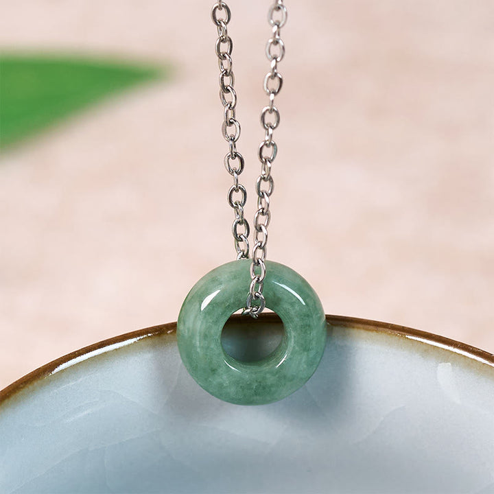 Buddha Stones Collana con ciondolo a forma di abaco e fibbia della pace in giada verde con portafortuna e abaco. - image 9