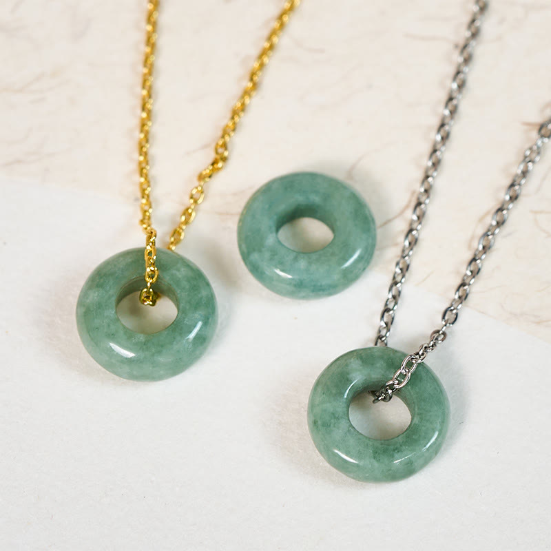 Buddha Stones Collana con ciondolo a forma di abaco e fibbia della pace in giada verde con portafortuna e abaco. - image 0