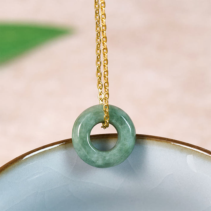 Buddha Stones Collana con ciondolo a forma di abaco e fibbia della pace in giada verde con portafortuna e abaco. - image 2