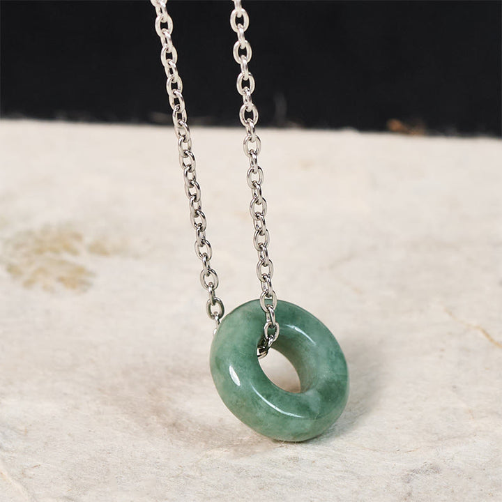 Buddha Stones Collana con ciondolo a forma di abaco e fibbia della pace in giada verde con portafortuna e abaco. - Giada naturale (colore e dimensioni possono variare) - Argento - image 8