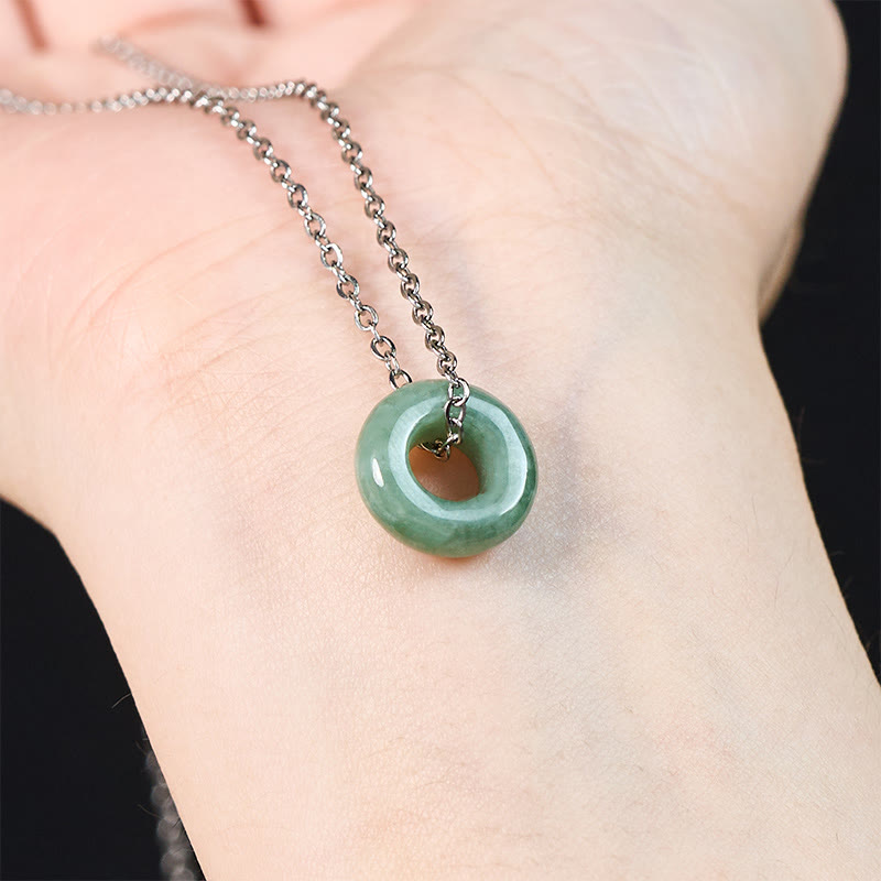 Buddha Stones Collana con ciondolo a forma di abaco e fibbia della pace in giada verde con portafortuna e abaco. - image 12