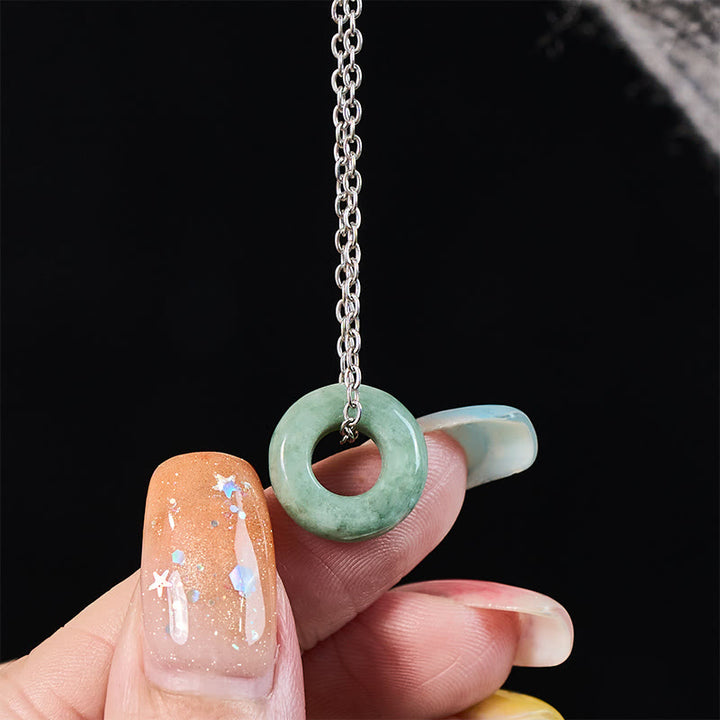 Buddha Stones Collana con ciondolo a forma di abaco e fibbia della pace in giada verde con portafortuna e abaco. - image 14