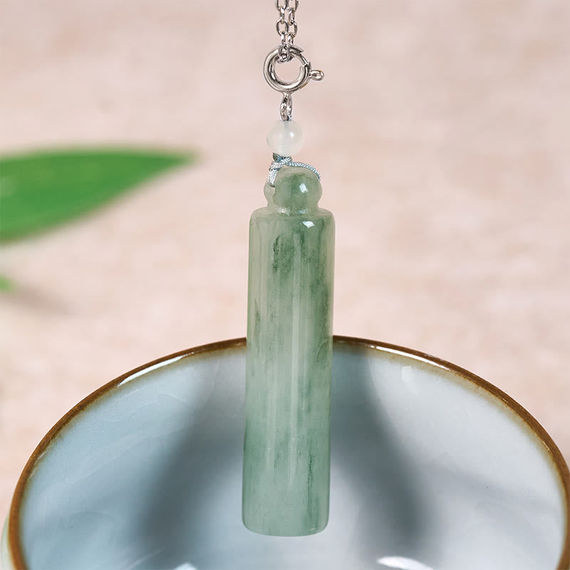 Buddha Stones Collana con ciondolo portafortuna in giada a motivo cilindrico - image 10