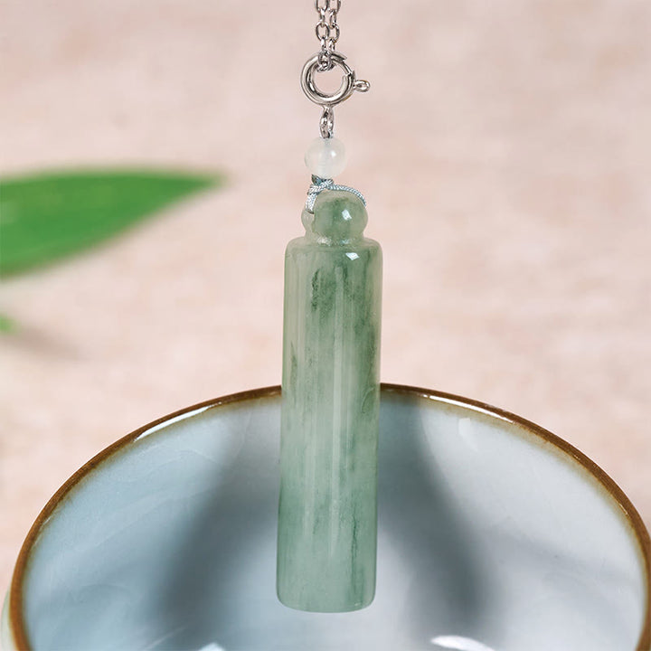 Buddha Stones Collana con ciondolo portafortuna in giada a motivo cilindrico - image 10