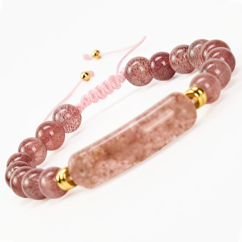 Buddha Stones Bracciale per la trasformazione positiva con ametista, avventurina verde, occhio di tigre e quarzo fragola - Quarzo fragola (circonferenza del polso 14-18 cm) - image 16