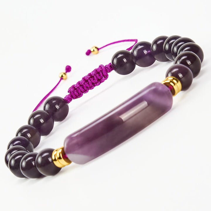 Buddha Stones Bracciale per la trasformazione positiva con ametista, avventurina verde, occhio di tigre e quarzo fragola - Ametista (circonferenza del polso 14-18 cm) - image 9