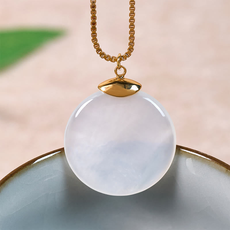 Buddha Stones Collana con ciondolo a forma di pietra rotonda di tridacna, ideale per un momento di calma. - image 3