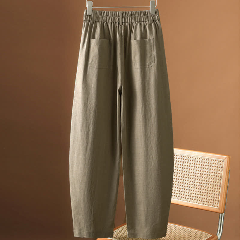 Buddha Stones Pantaloni harem da donna estivi minimalisti, tinta unita, con bottoni e tasche. - image 1