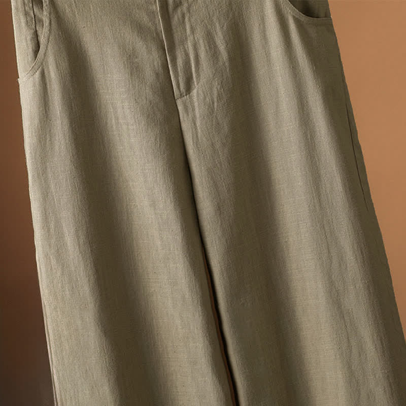Buddha Stones Pantaloni harem da donna estivi minimalisti, tinta unita, con bottoni e tasche. - image 4
