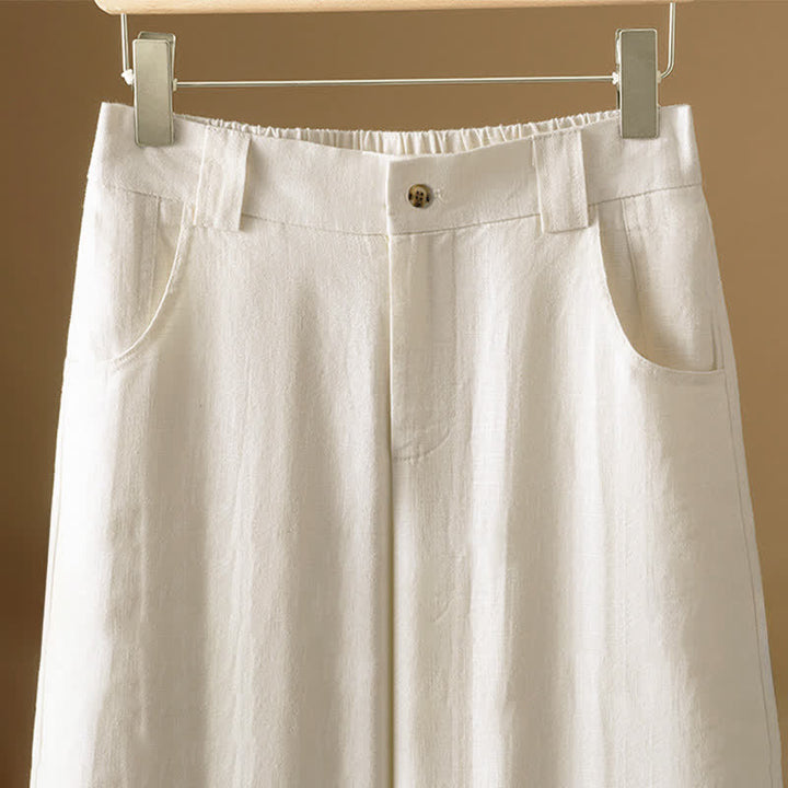 Buddha Stones Pantaloni harem da donna estivi minimalisti, tinta unita, con bottoni e tasche. - image 10