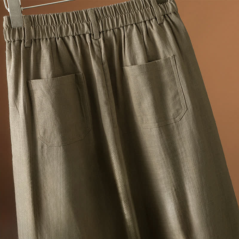 Buddha Stones Pantaloni harem da donna estivi minimalisti, tinta unita, con bottoni e tasche. - image 3