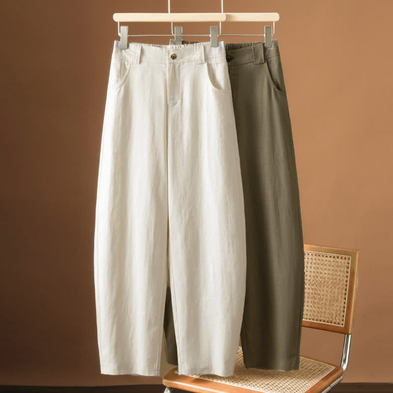 Buddha Stones Pantaloni harem da donna estivi minimalisti, tinta unita, con bottoni e tasche. - image 20