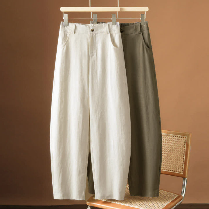Buddha Stones Pantaloni harem da donna estivi minimalisti, tinta unita, con bottoni e tasche. - image 20