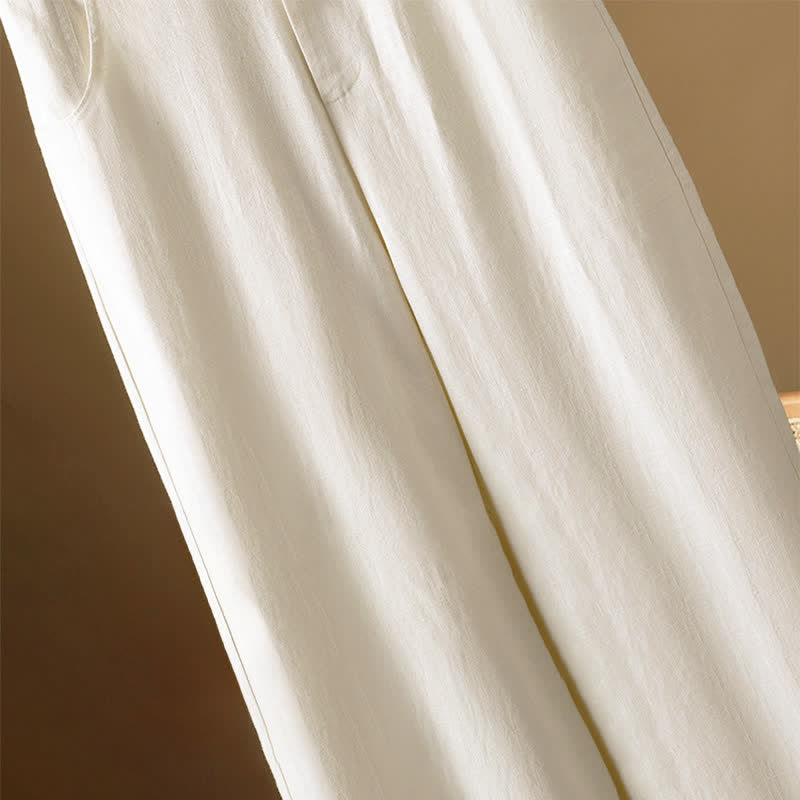 Buddha Stones Pantaloni harem da donna estivi minimalisti, tinta unita, con bottoni e tasche. - image 17