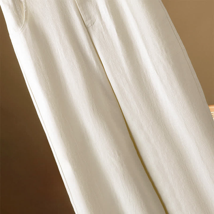 Buddha Stones Pantaloni harem da donna estivi minimalisti, tinta unita, con bottoni e tasche. - image 17