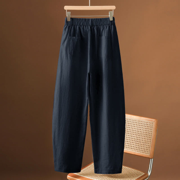Buddha Stones Pantaloni harem da donna estivi minimalisti, tinta unita, con bottoni e tasche. - Marina - US8-10, UK/AU12-14, EU40-42 (2XL) - image 19