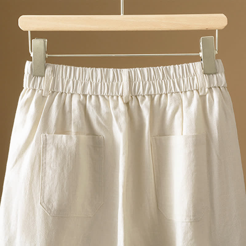 Buddha Stones Pantaloni harem da donna estivi minimalisti, tinta unita, con bottoni e tasche. - image 11
