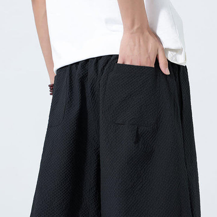Buddha Stones Pantaloni harem da uomo estivi con coulisse, nappine e stampa gru - image 20