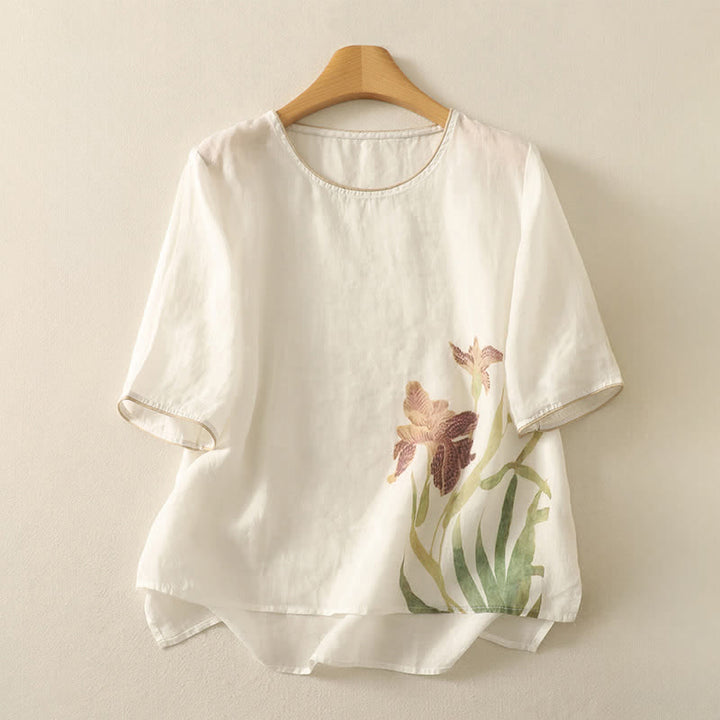 Buddha Stones T-shirt da donna a maniche corte con stampa floreale estiva - Bianco - US8-10, UK/AU12-14, EU40-42 (2XL) - image 15