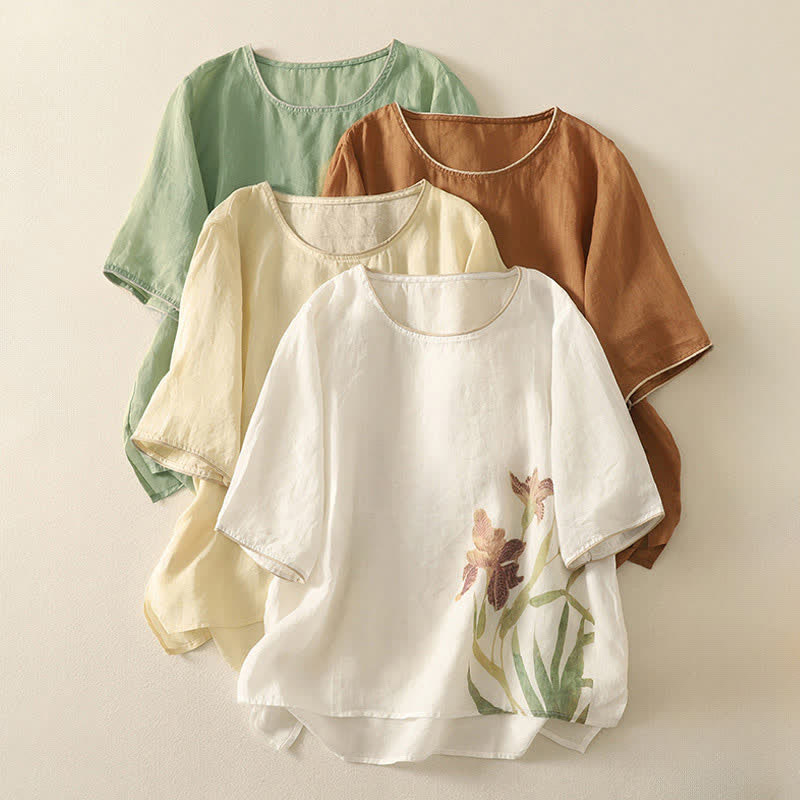 Buddha Stones T-shirt da donna a maniche corte con stampa floreale estiva - image 25