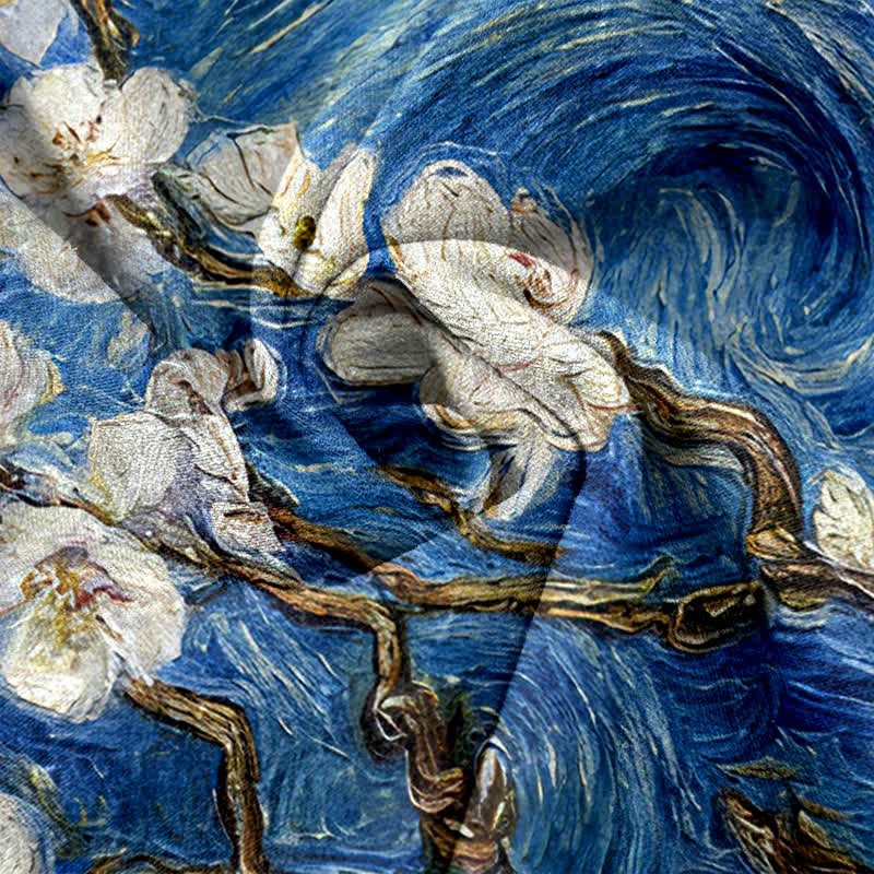 Buddha Stones Pantaloni da donna con elastico in vita e tasche, con motivo "Cielo stellato e mandorlo in fiore" di Van Gogh. - image 2