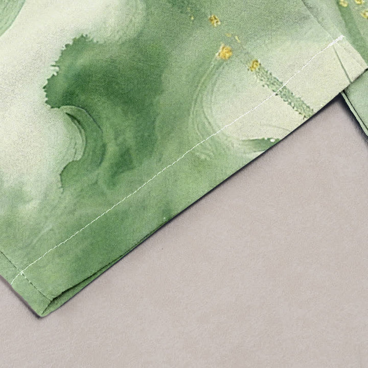 Buddha Stones Pantaloni da donna in puro cotone con elastico in vita e tasche, fantasia loto con macchie dorate. - image 1