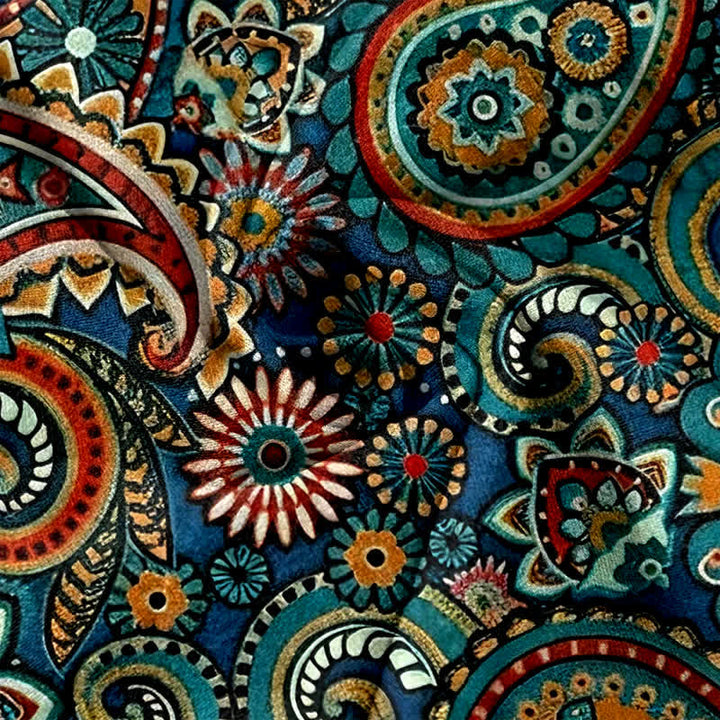 Buddha Stones Pantaloni da donna in puro cotone con stampa floreale paisley e vita elasticizzata, dotati di tasche. - image 3