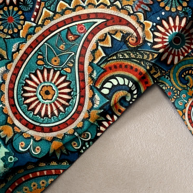 Buddha Stones Pantaloni da donna in puro cotone con stampa floreale paisley e vita elasticizzata, dotati di tasche. - image 2