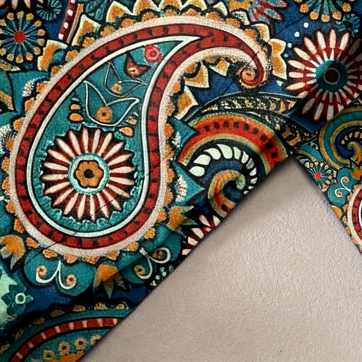 Buddha Stones Pantaloni da donna in puro cotone con stampa floreale paisley e vita elasticizzata, dotati di tasche. - image 2