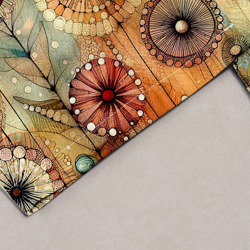 Buddha Stones Pantaloni da donna in puro cotone con elastico in vita e tasche, fantasia floreale mandala ad acquerello. - image 1