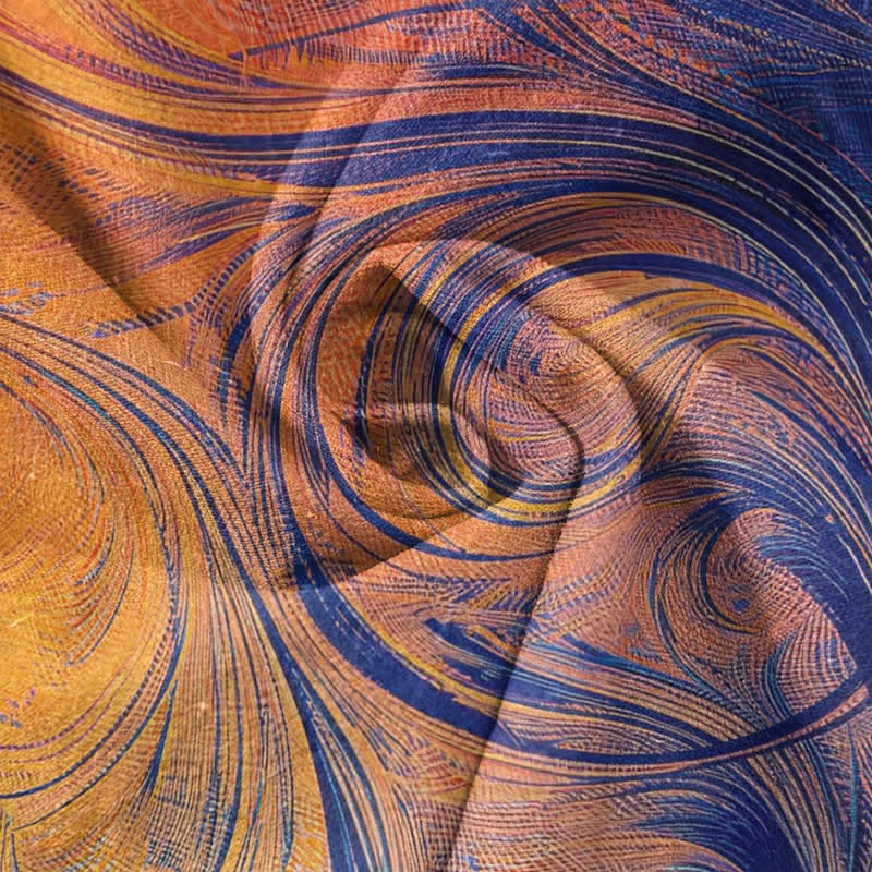 Buddha Stones Pantaloni da donna in puro cotone con elastico in vita e tasche, fantasia sfumata Sunset Swirl. - image 3