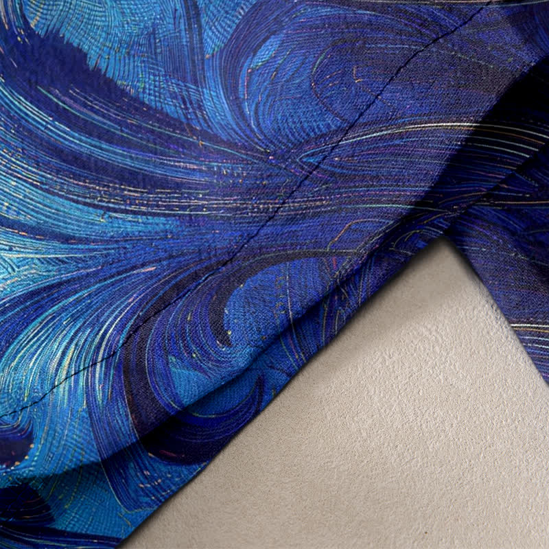 Buddha Stones Pantaloni da donna in puro cotone con elastico in vita e tasche, fantasia sfumata Sunset Swirl. - image 2