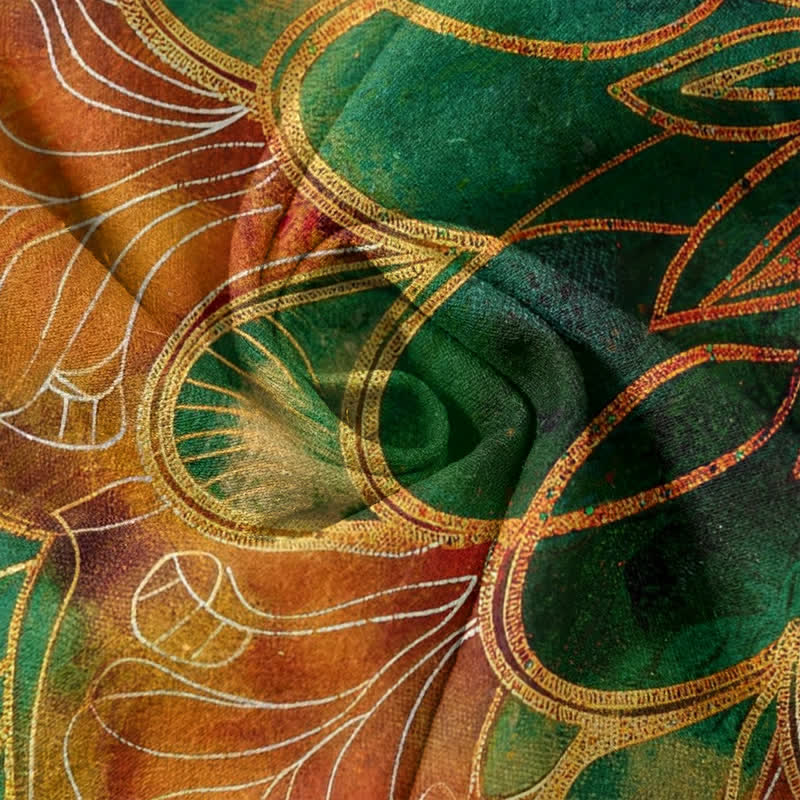 Buddha Stones Pantaloni da donna in puro cotone con elastico in vita e tasche, fantasia mandala dorata. - image 4