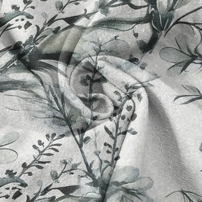 Buddha Stones Camicia da uomo a maniche corte con mezzo bottone, in puro cotone, con motivo a rametti di lavanda. - image 2