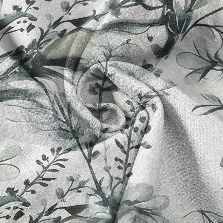 Buddha Stones Camicia da uomo a maniche corte con mezzo bottone, in puro cotone, con motivo a rametti di lavanda. - image 2