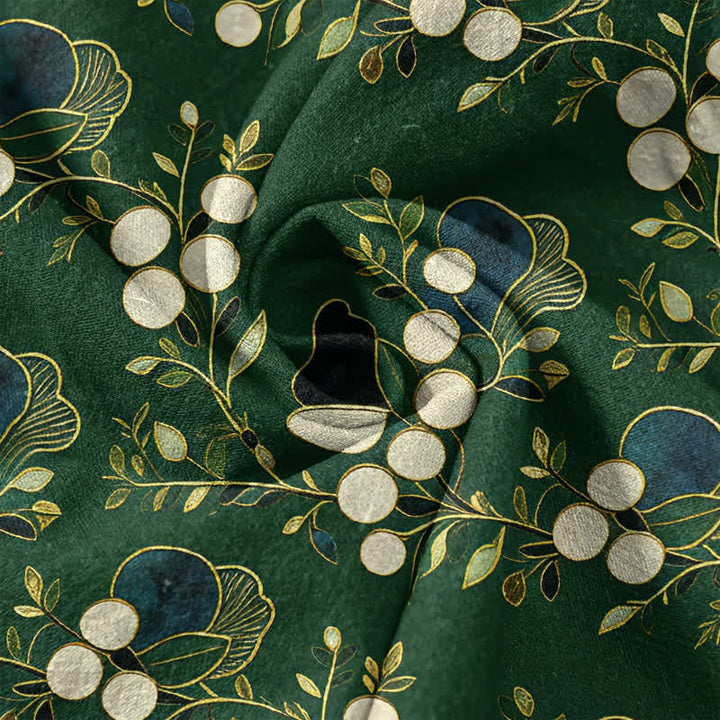 Buddha Stones Camicia da uomo a maniche corte con mezza abbottonatura, in cotone, con motivo floreale e bacche. - image 4