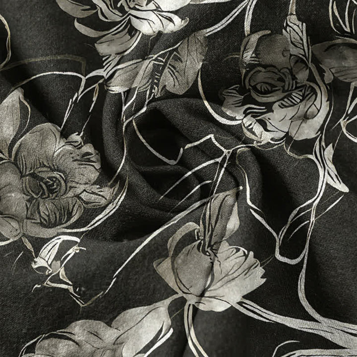 Buddha Stones Camicia da uomo a maniche corte con mezza abbottonatura, in cotone, con motivo floreale botanico e foglie. - image 4