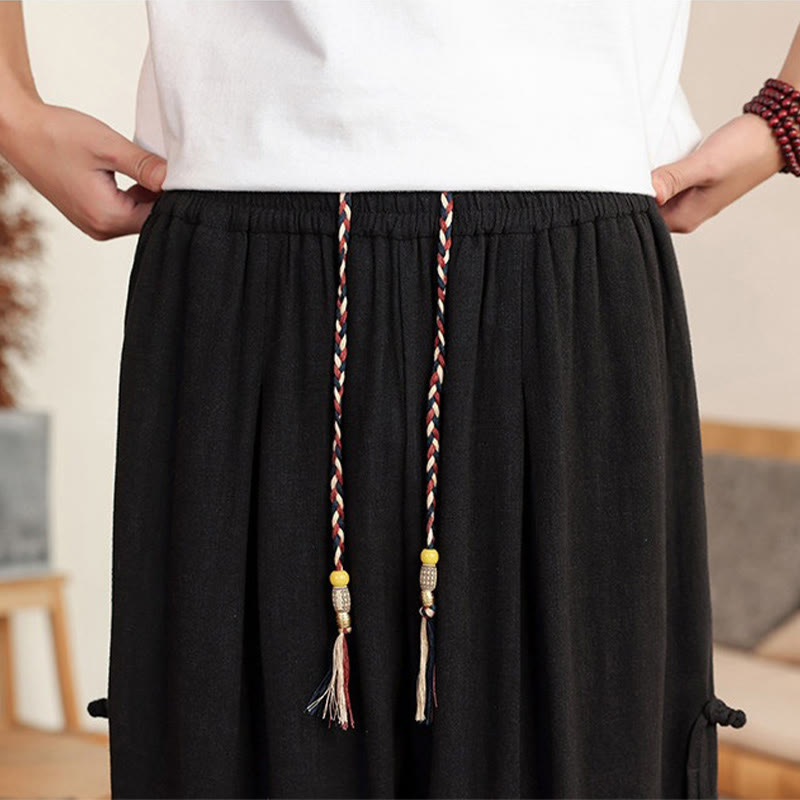 Buddha Stones Pantaloni estivi da uomo a gamba larga con elastico in vita e tasche. - image 18