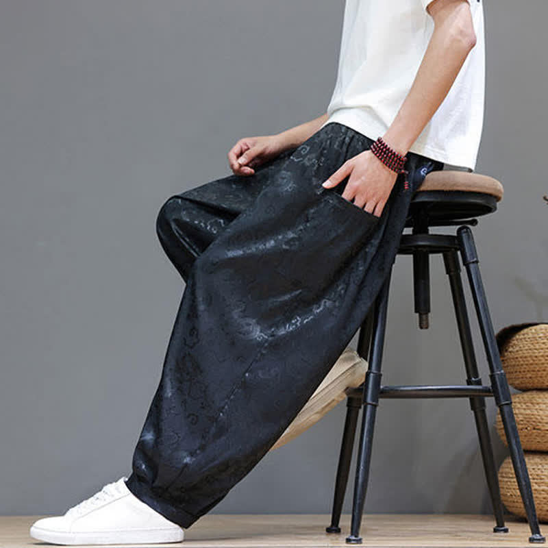 Buddha Stones Pantaloni harem da uomo estivi con coulisse, fantasia a nuvole, elastico in vita e tasche. - image 7